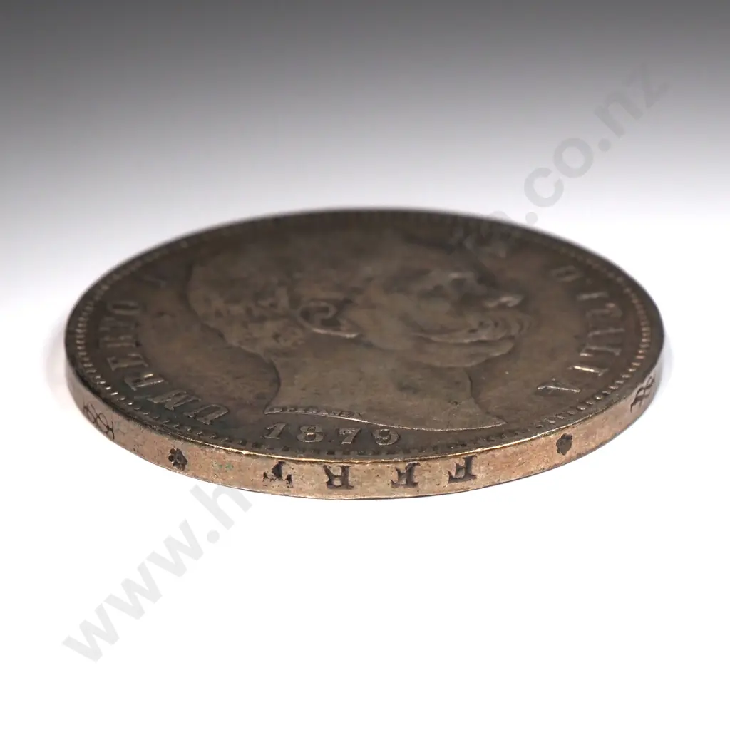 Italy 1879 Five Lire, Very Fine Image 1++