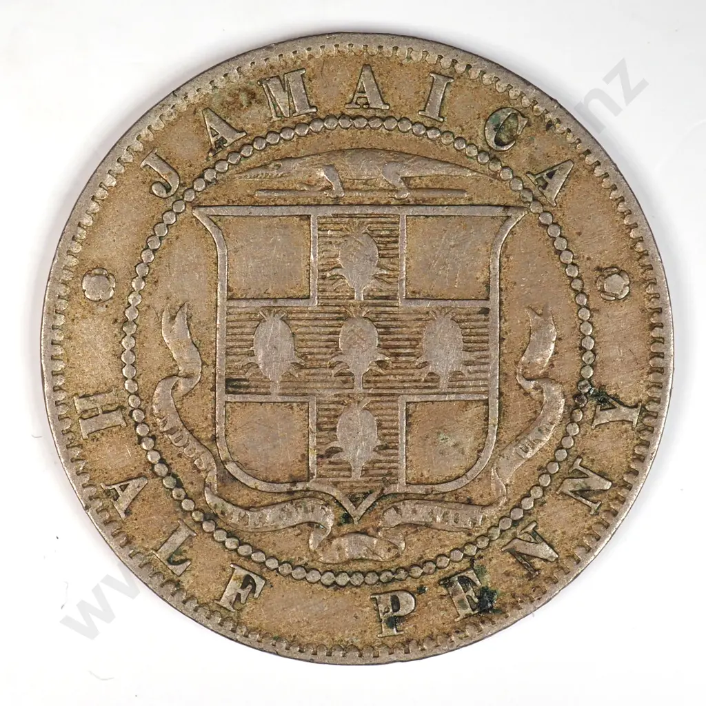 Jamaica 1893 Half Penny, Very Fine Image 1++
