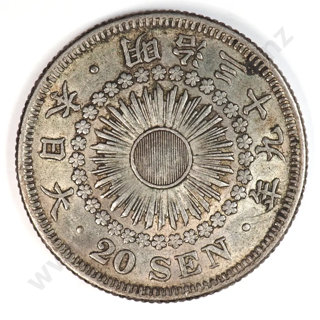 Japan 1906 Year Thirty Nine, Twenty Sen, Very Fine Image 1++