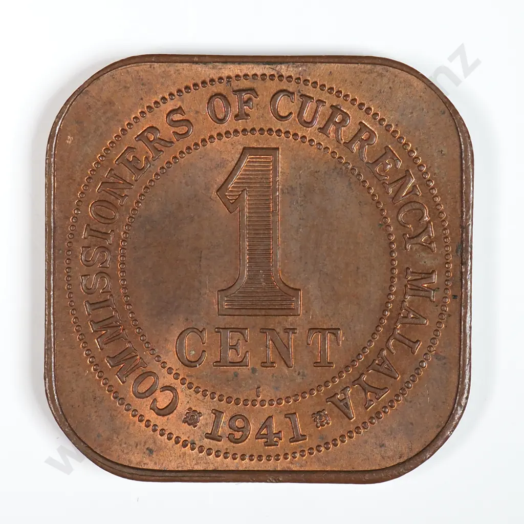 Malaya 1941 'I' One Cent, Almost Uncirculated Image 1++