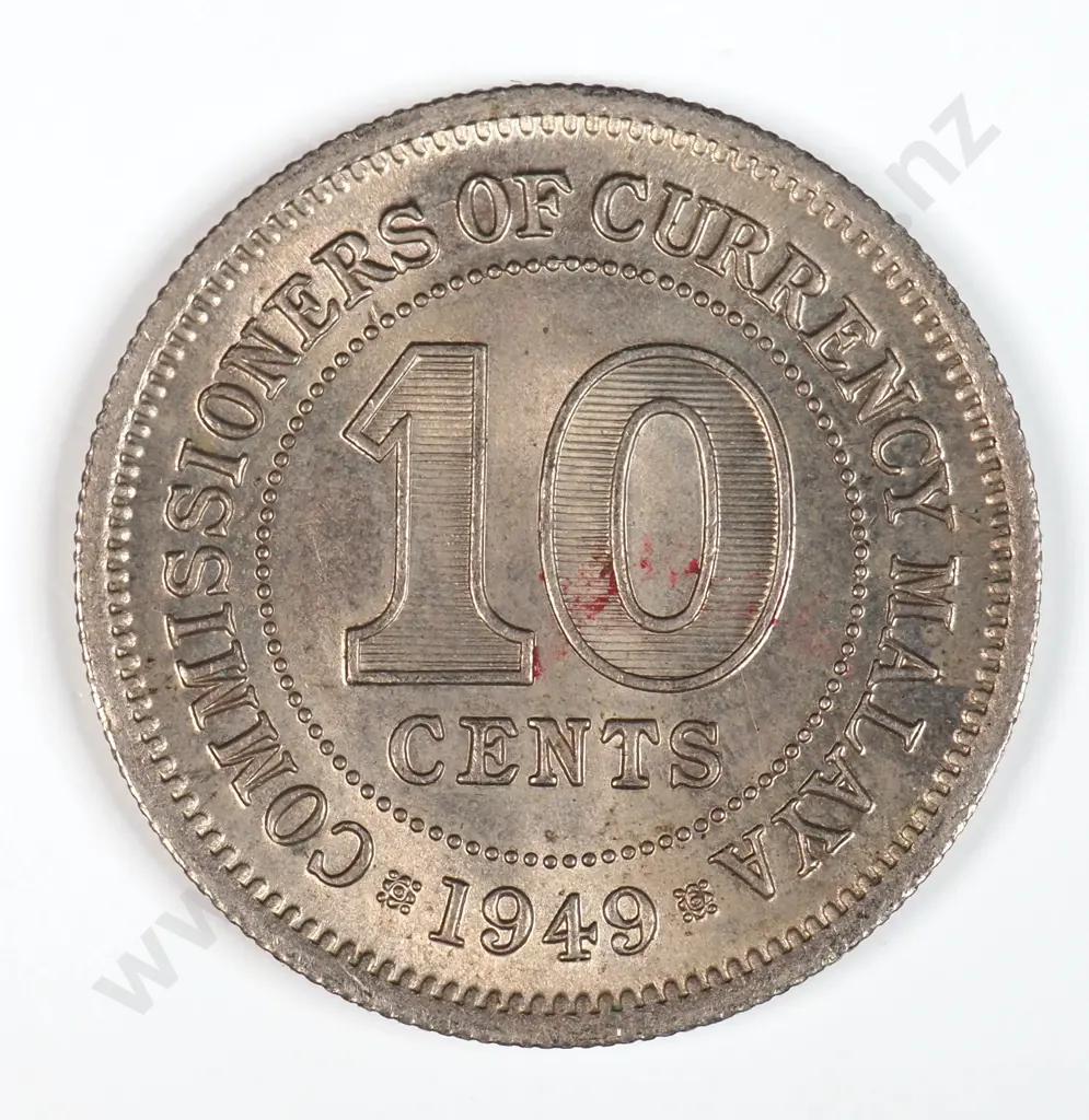 Malaya 1949 Ten Cents, Uncirculated Image 1++