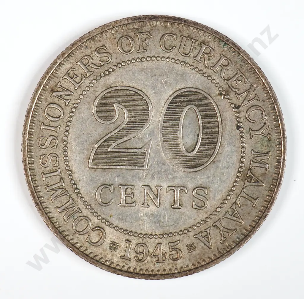 Malaya 1945 Twenty Cents, Extremely Fine Image 1++