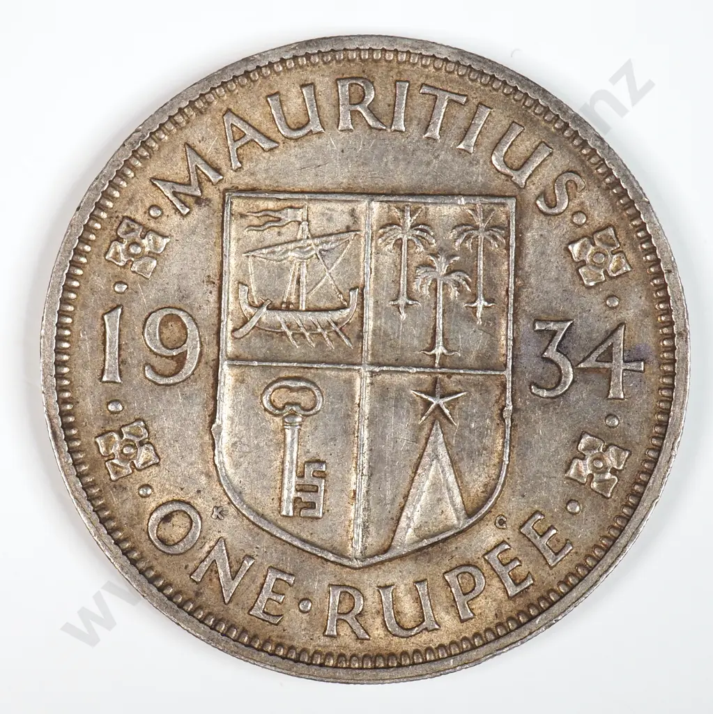 Mauritius 1934 One Rupee, Extremely Fine Image 1++