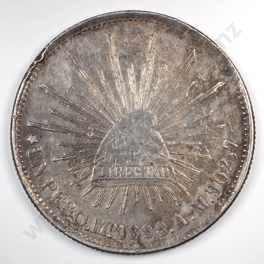 Mexico Guanajuato 1898 'mo Am' One Peso, Extremely Fine Image 1++