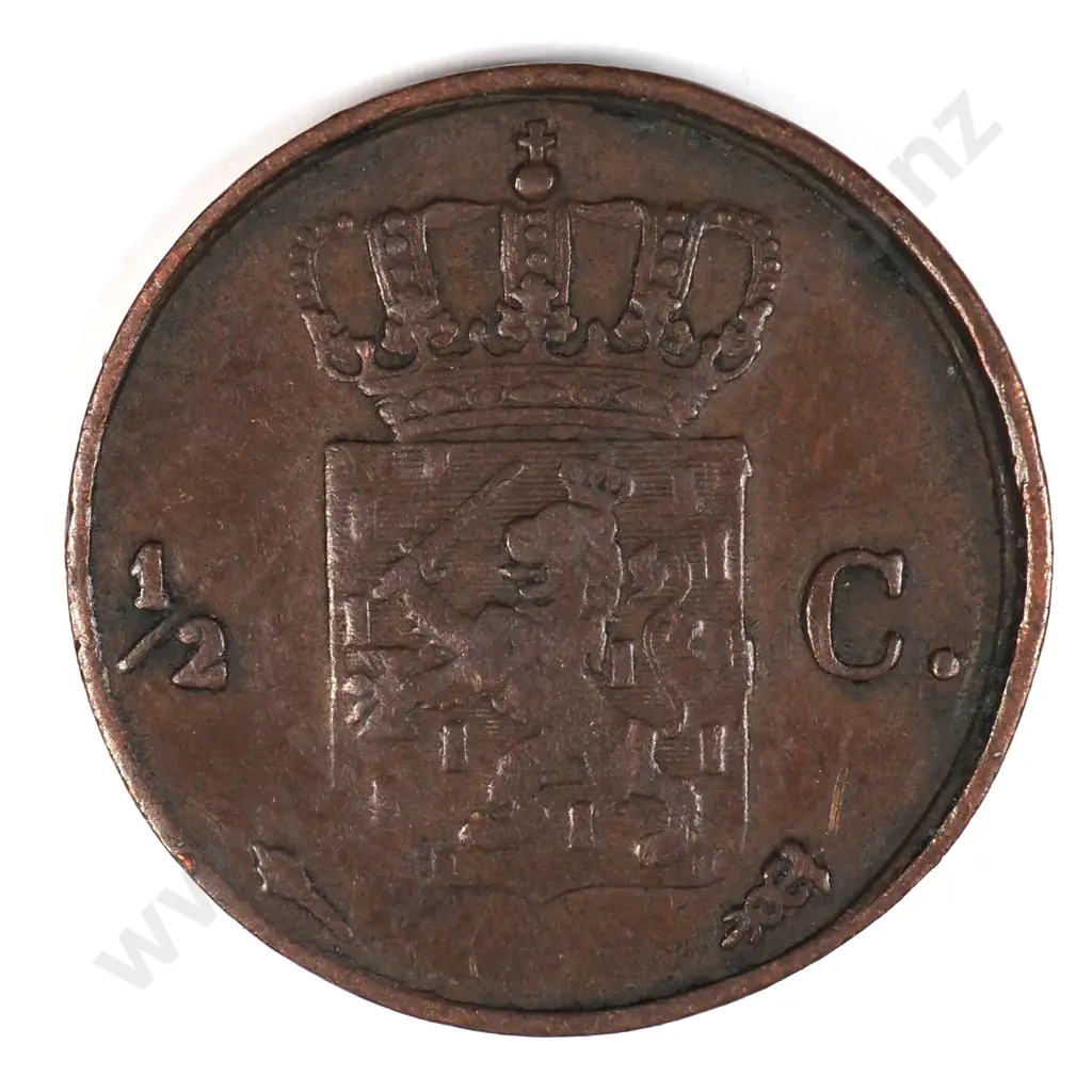 Netherlands 1822 Half Cent, Very Fine Image 1++