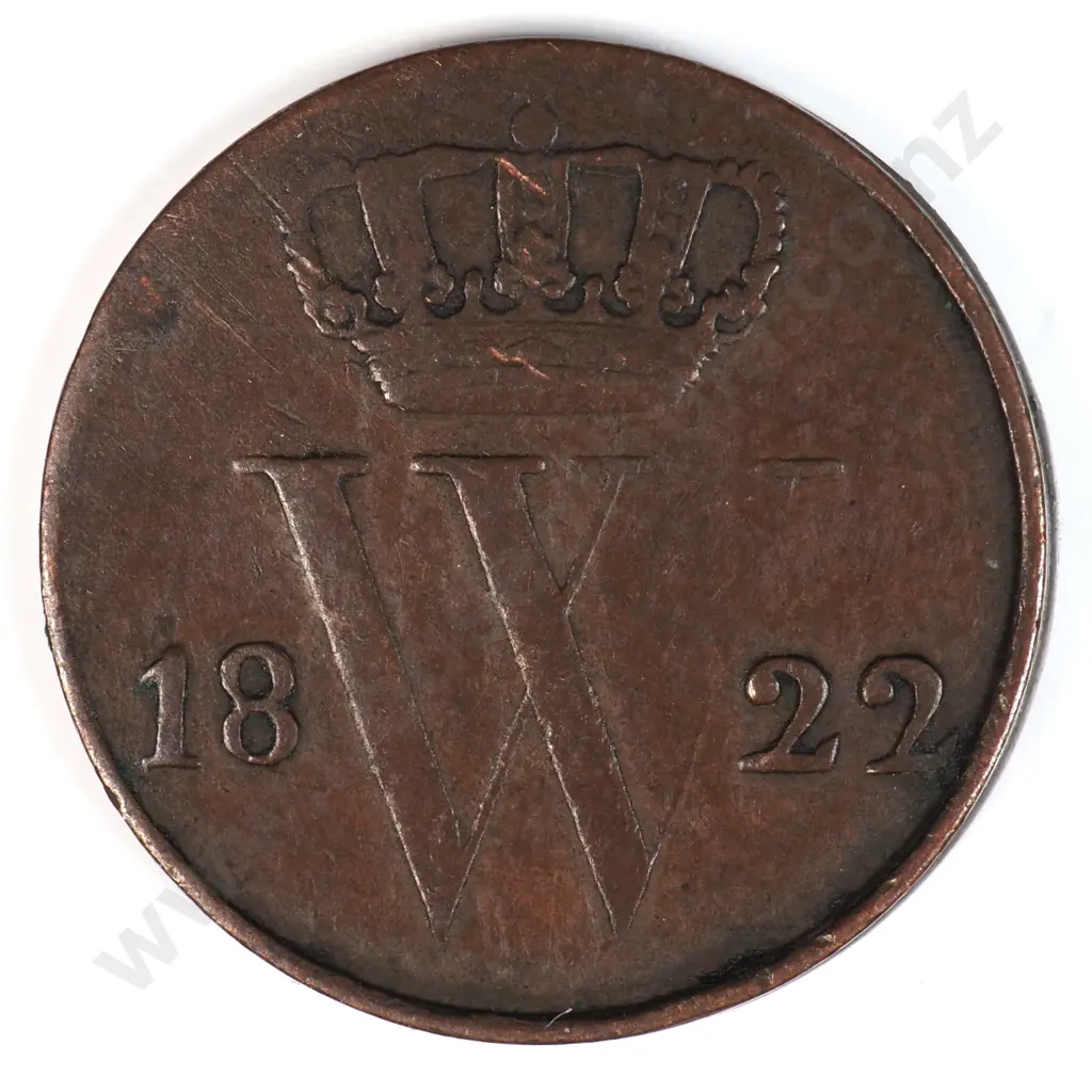 Netherlands 1822 Half Cent, Very Fine Image 1++