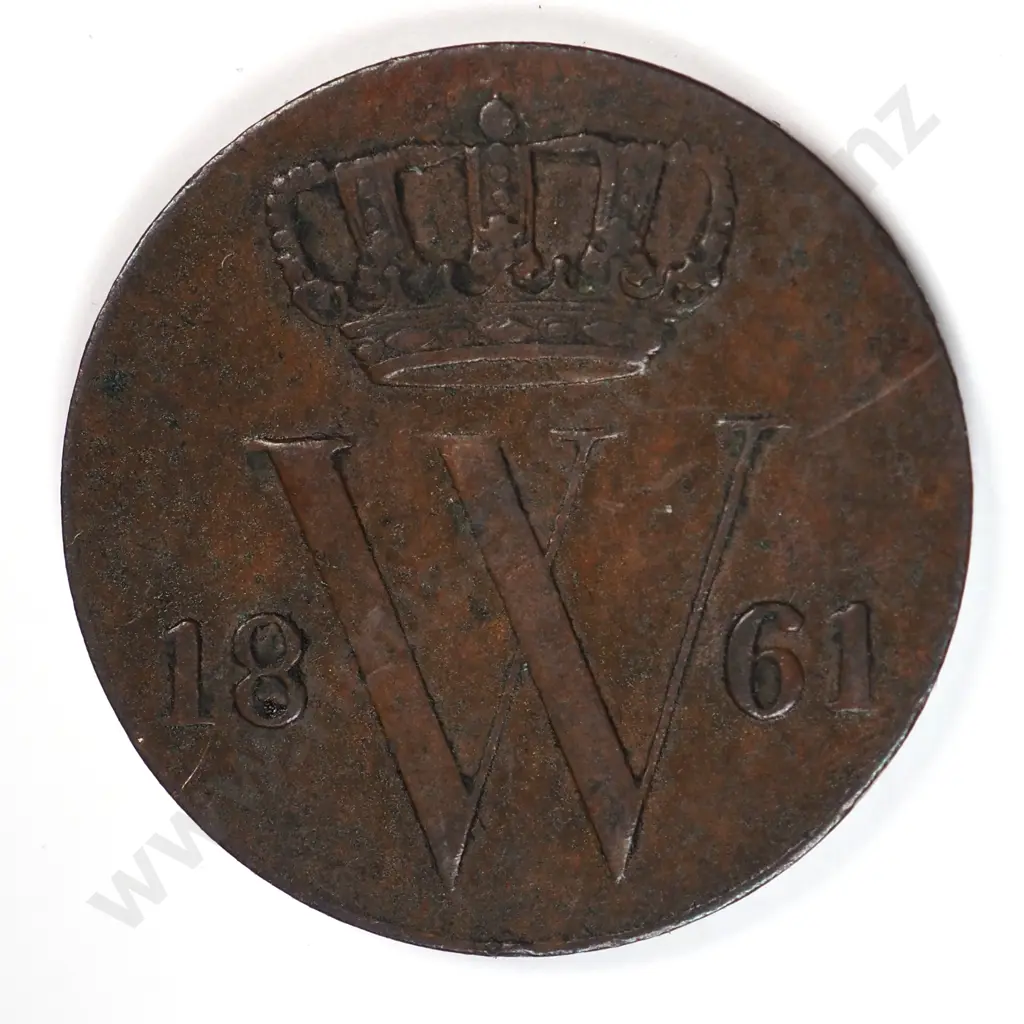 Netherlands 1861 Half Cent, Very Fine Image 1++