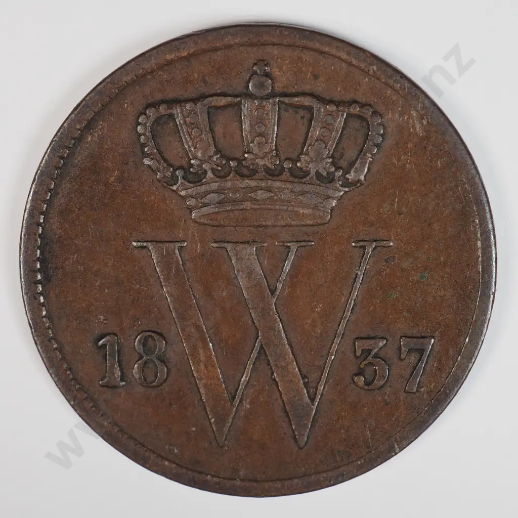 Netherlands 1837 One Cent, Very Fine Image 1++