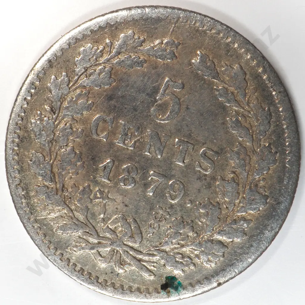 Netherlands 1879 Five Cents, Very Fine Image 1++