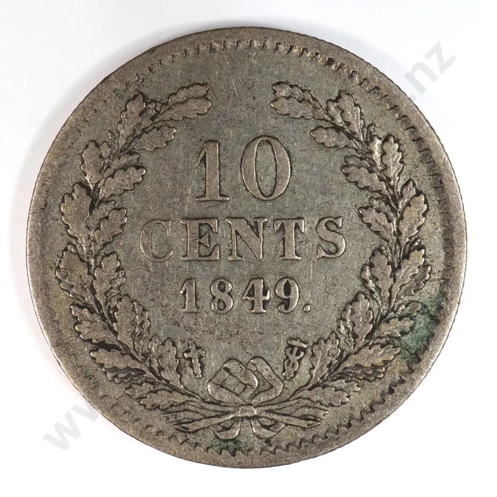 Netherlands 1849 Ten Cents, Very Fine Image 1++