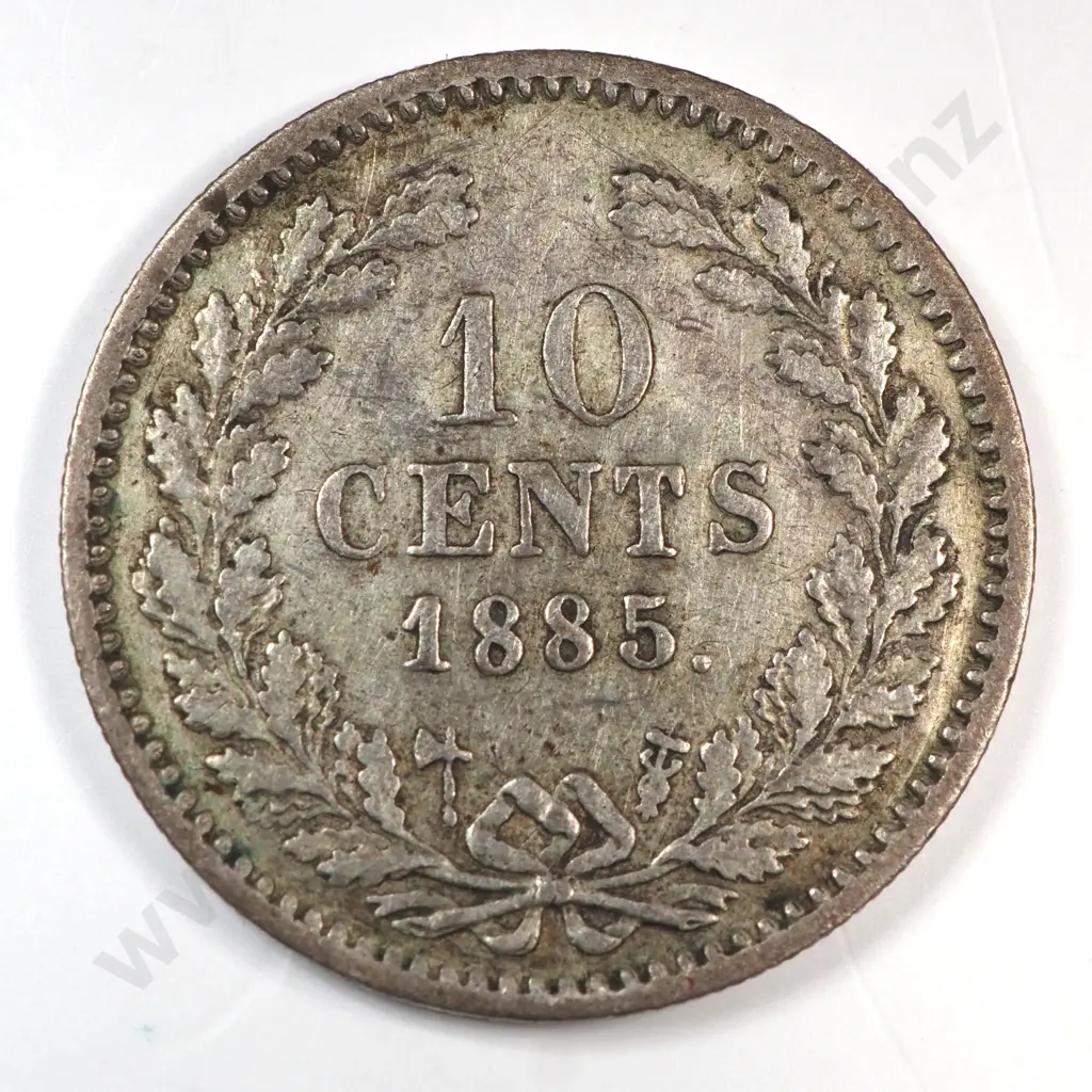 Netherlands 1885 Ten Cents, Very Fine Image 1++