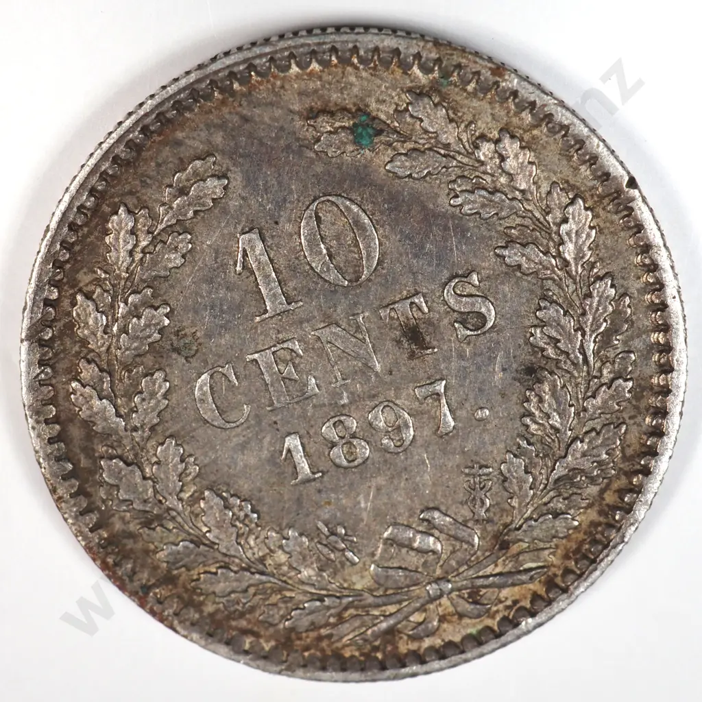 Netherlands 1897 Ten Cents, Very Fine Image 1++