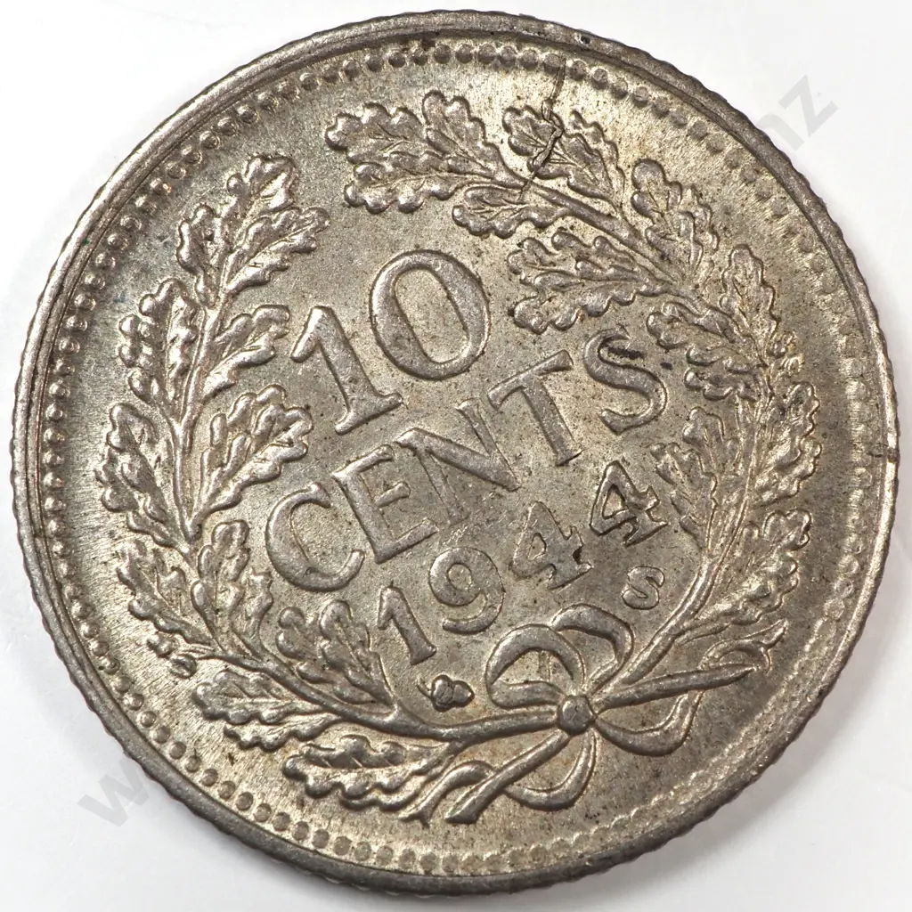 Netherlands 1944 'S' Ten Cents, Almost Uncirculated Image 1++