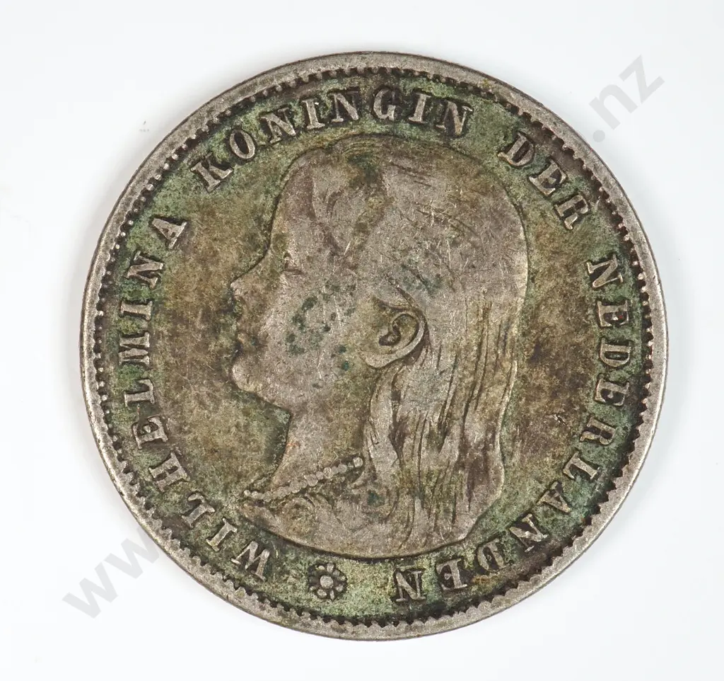 Netherlands 1894 Twenty Five Cents, Fine Image 1++