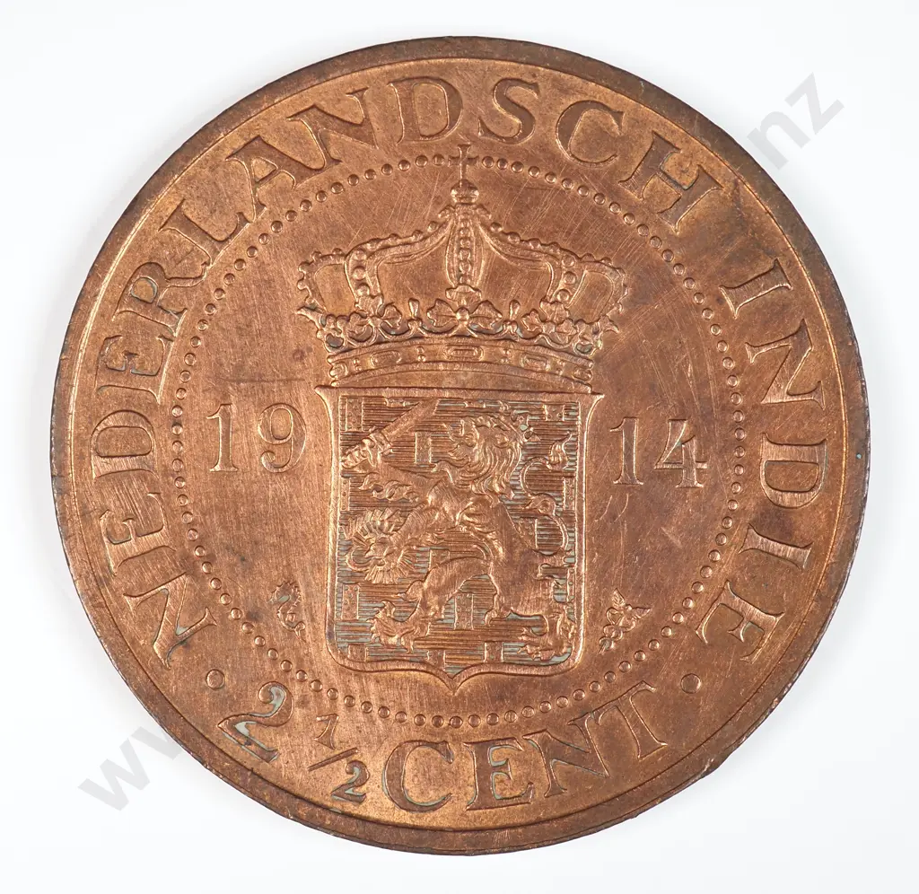 Netherlands East Indies 1914 Two And A Half Cents, Uncirculated Image 1++