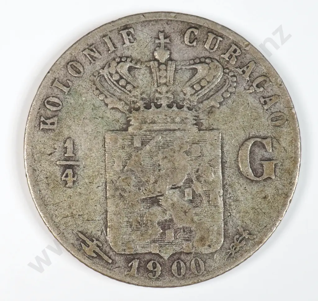 Netherlands East Indies 1900 Quarter Gulden, Fine Image 1++