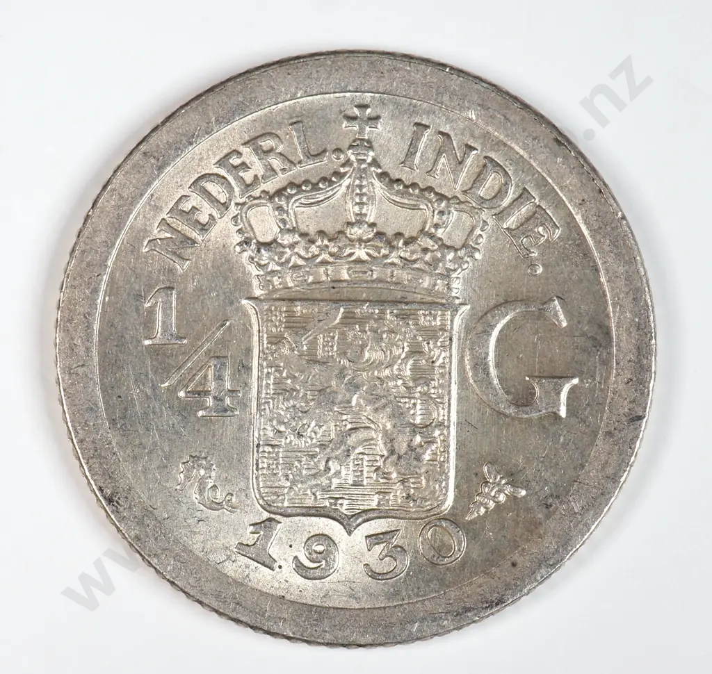 Netherlands East Indies 1930 Quarter Gulden, Uncirculated Image 1++