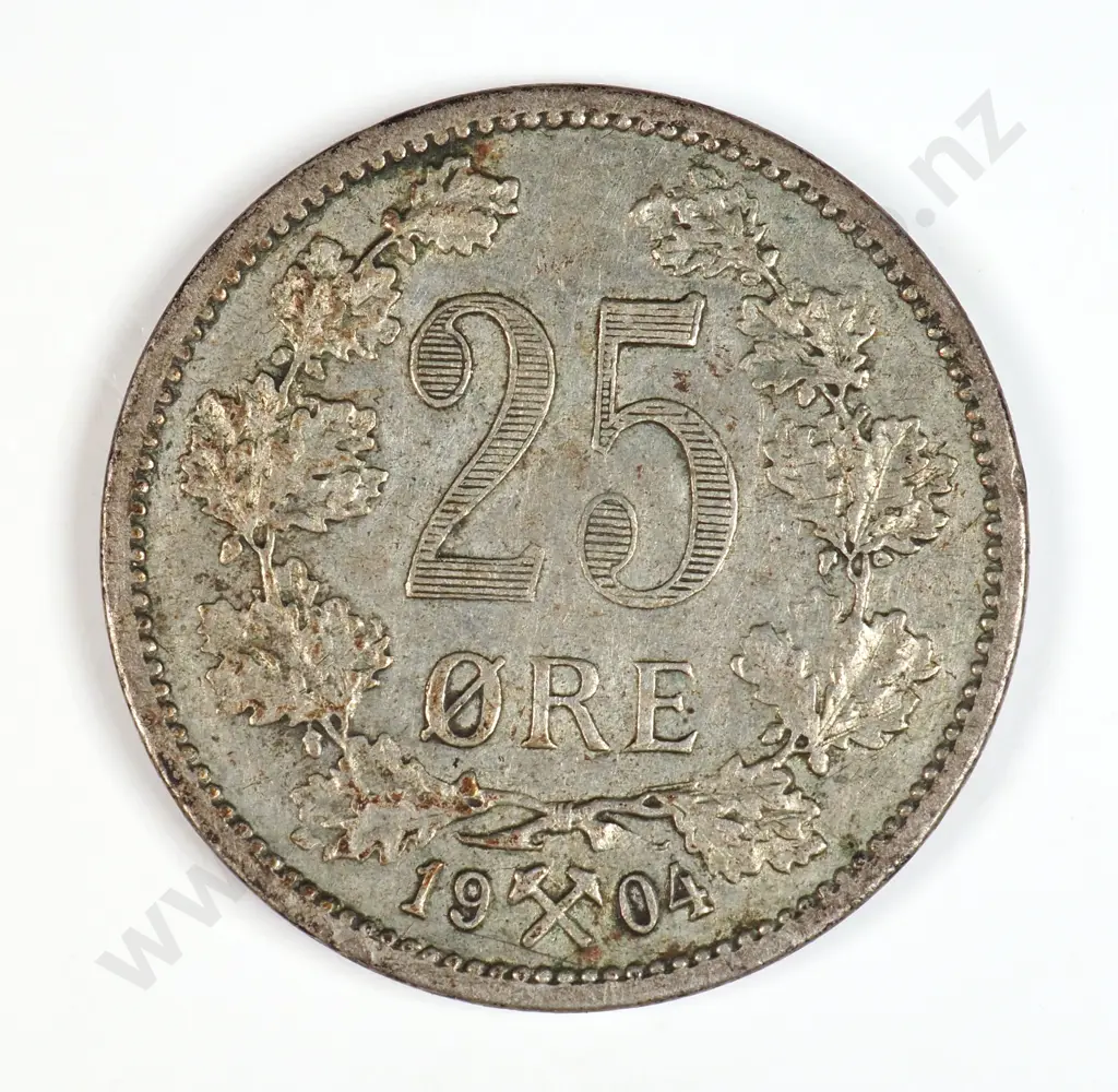 Norway 1904 Twenty Five Ore, Very Fine Image 1++