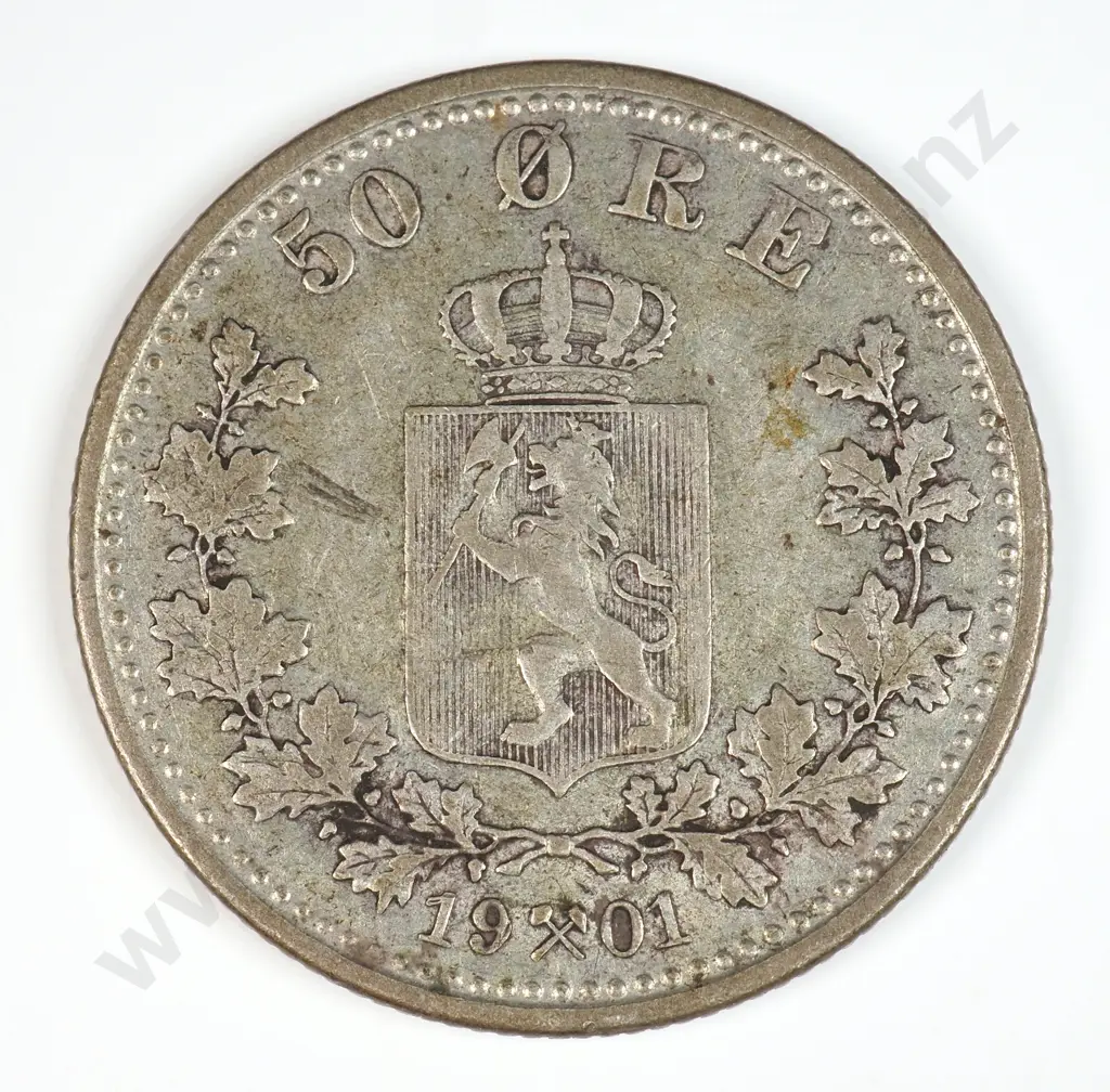 Norway 1901 Fifty Ore, Very Fine Image 1++