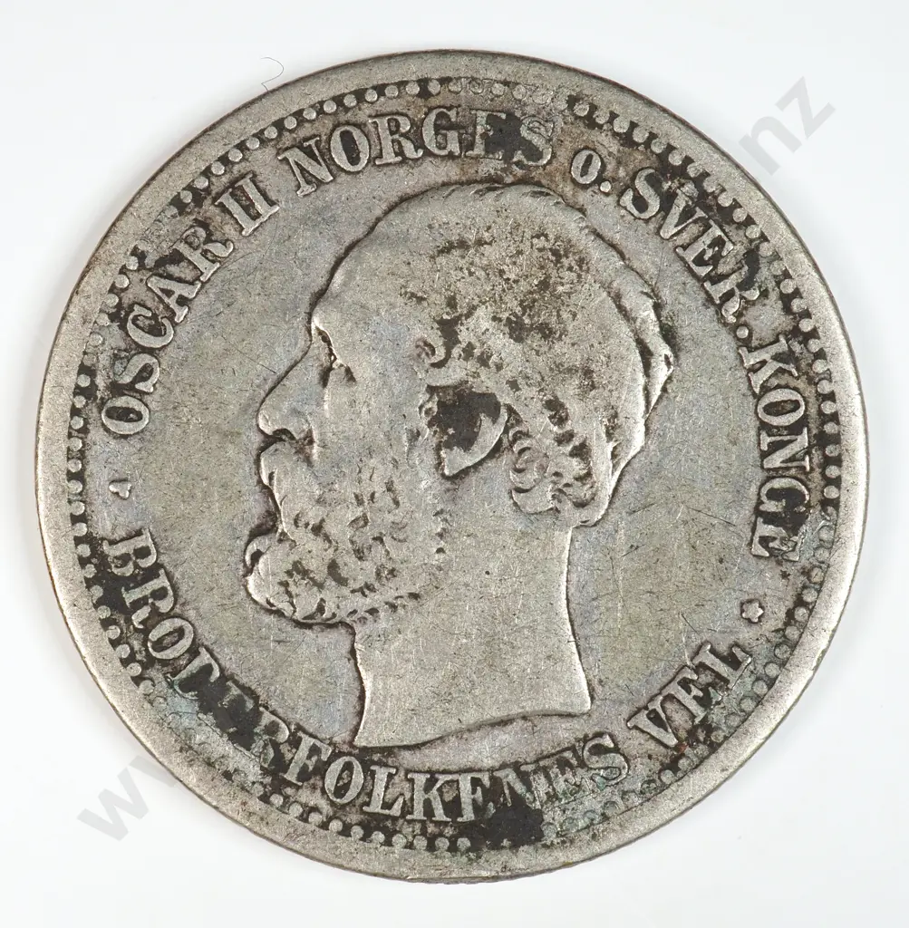 Norway 1877 One Krona, Fine Image 1++