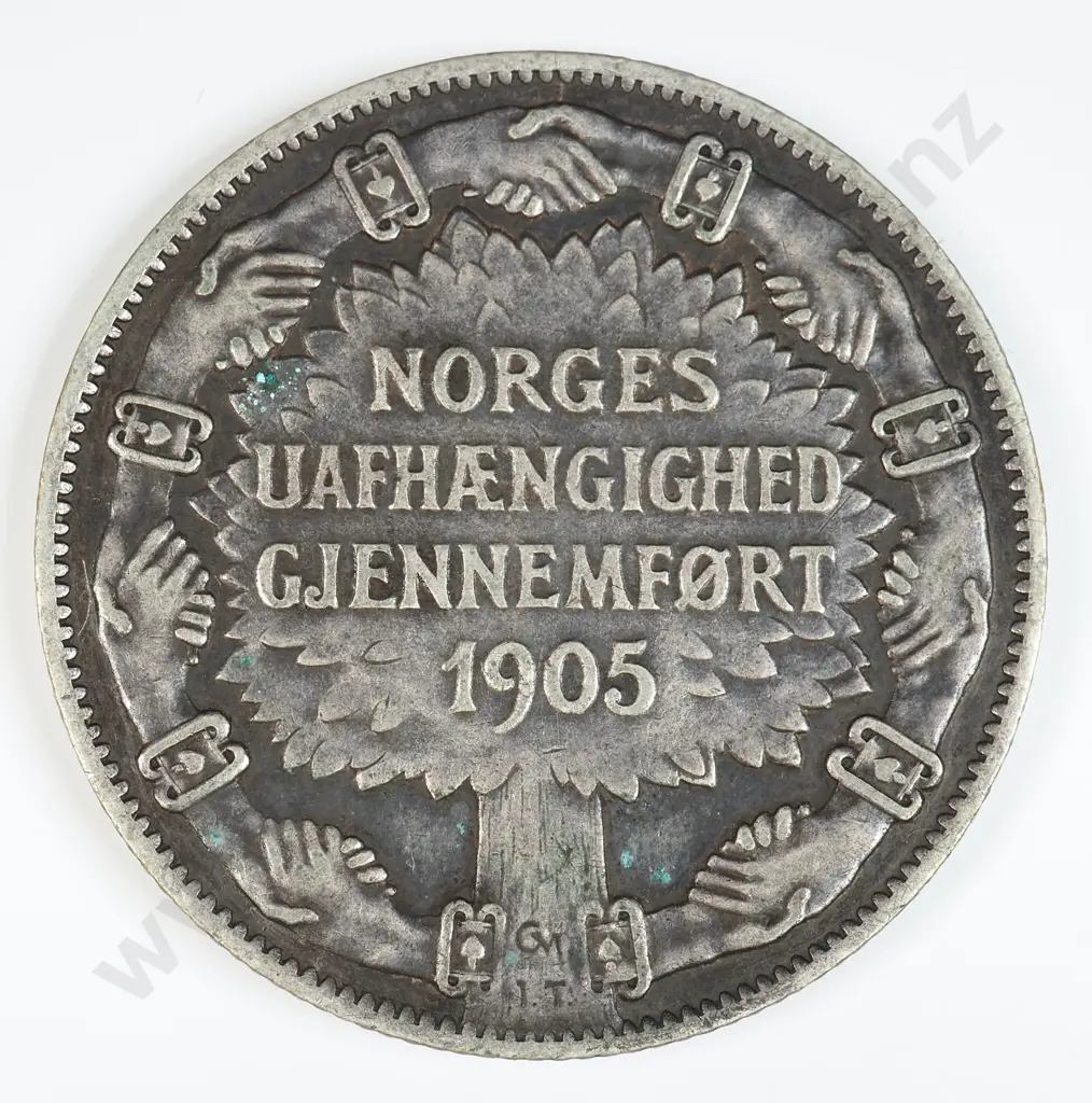 Norway 1907 Two Kroner, Very Fine Image 1++