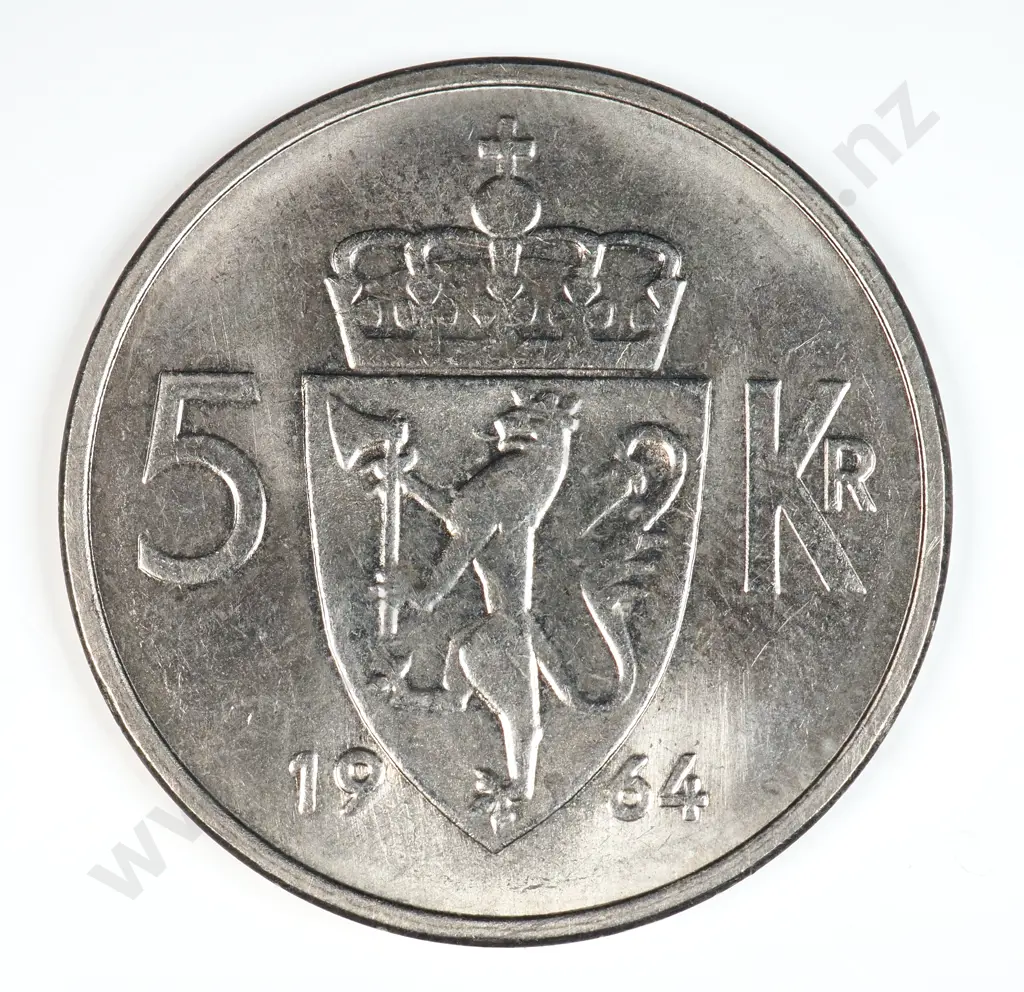 Norway 1964 Five Kroner, Uncirculated Image 1++