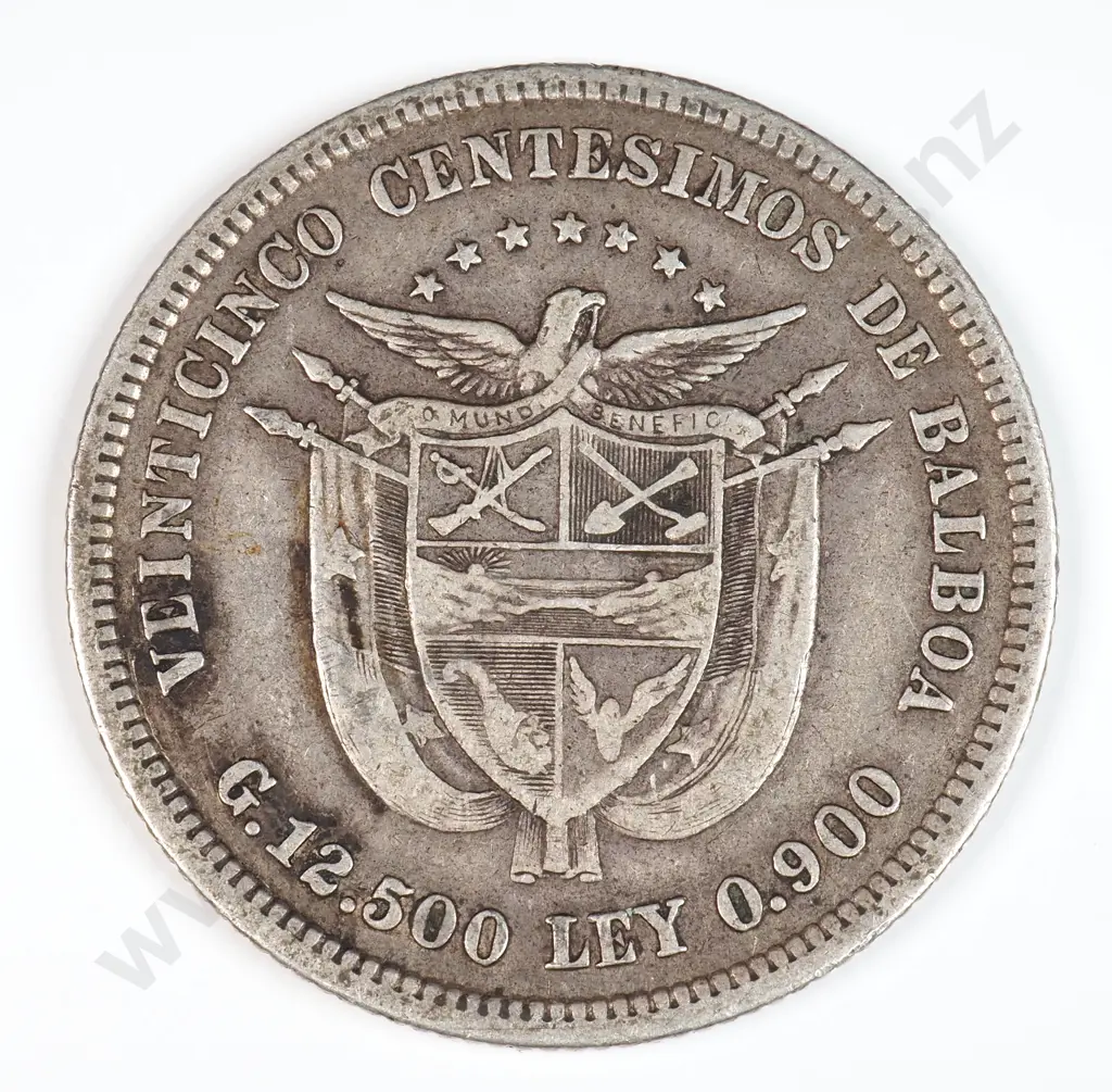 Panama 1904 Twenty Five Centesimos, Very Fine Image 1++