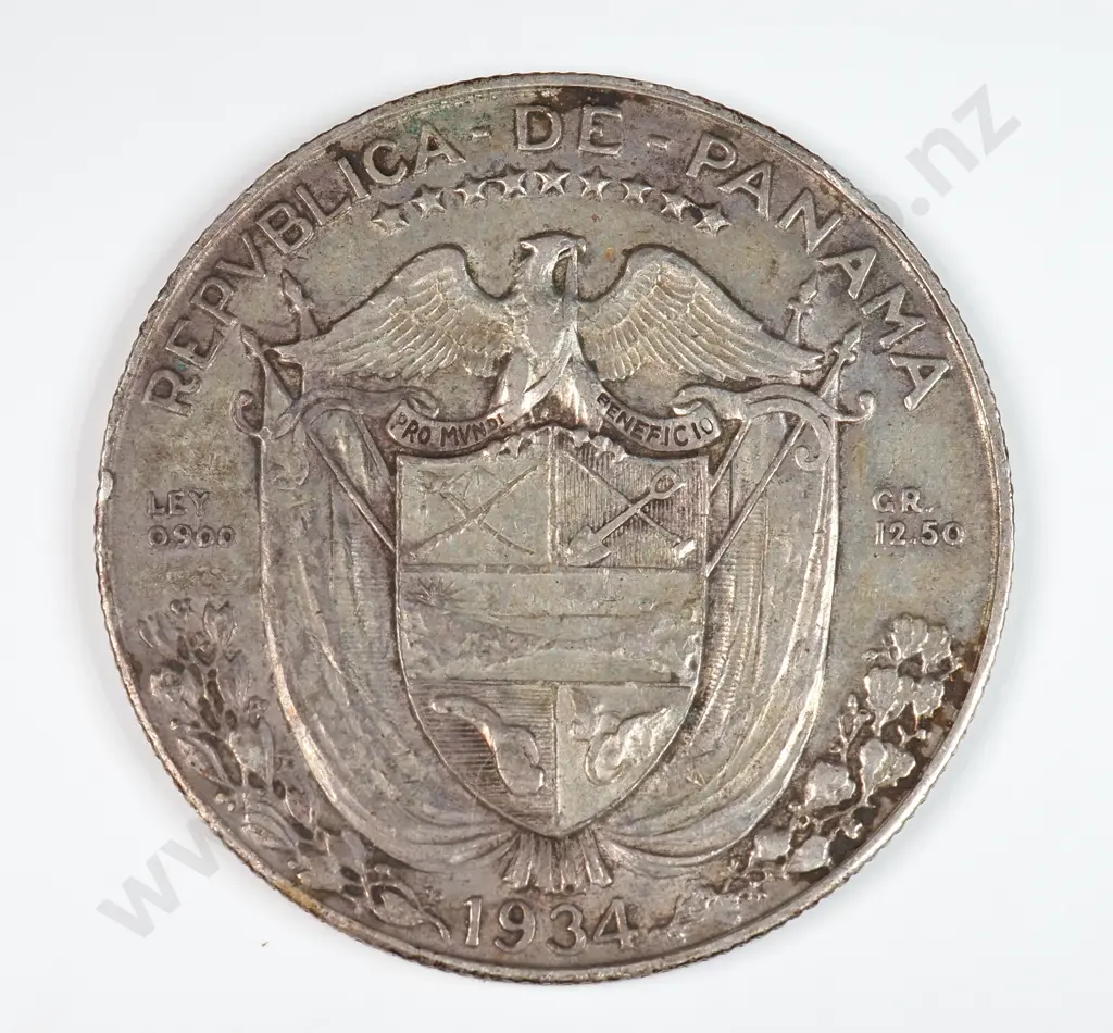 Panama 1934 Half Balboa, Very Fine Image 1++