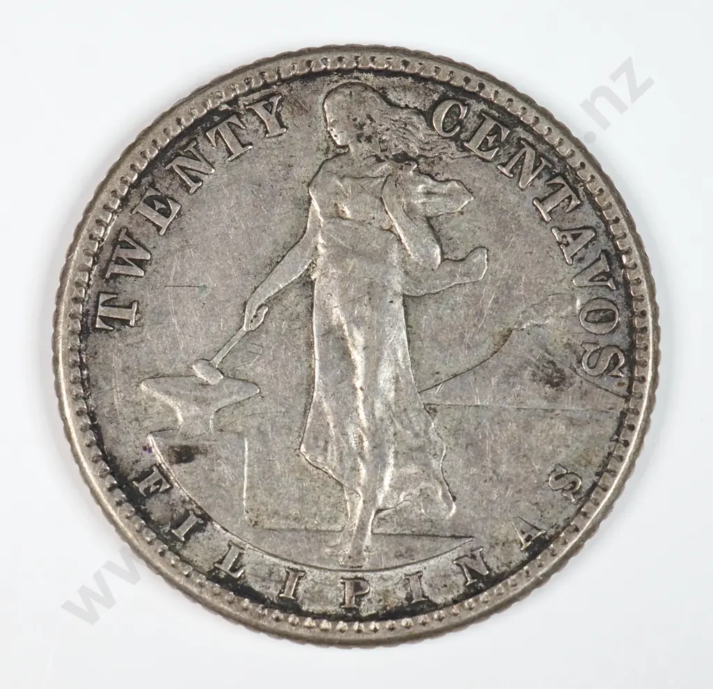 Philippines 1911 'S' Twenty Five Centavos, Very Fine Image 1++