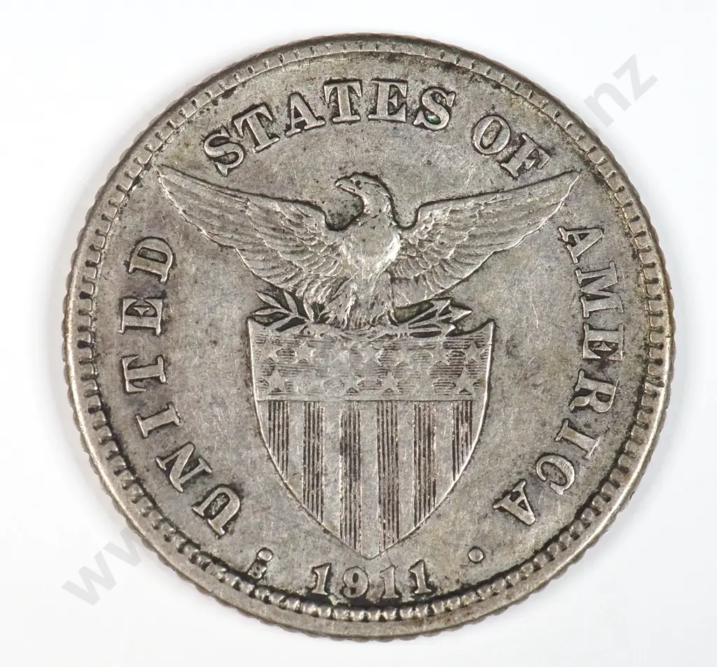 Philippines 1911 'S' Twenty Five Centavos, Very Fine Image 1++