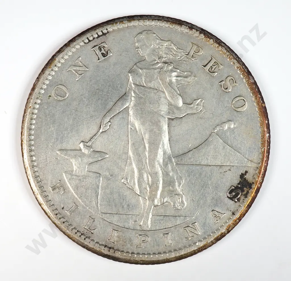 Philippines 1907 'S' One Peso, Very Fine Image 1++