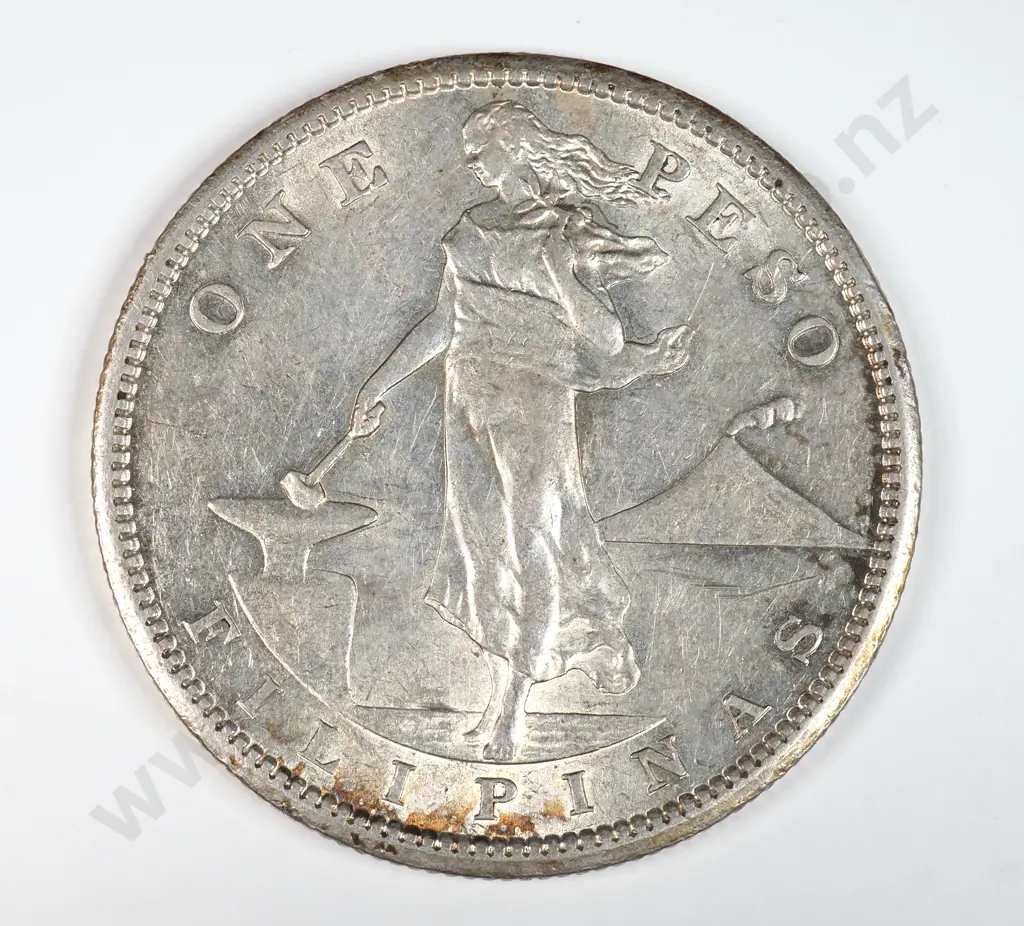 Philippines 1909 'S' One Peso, Extremely Fine Image 1++