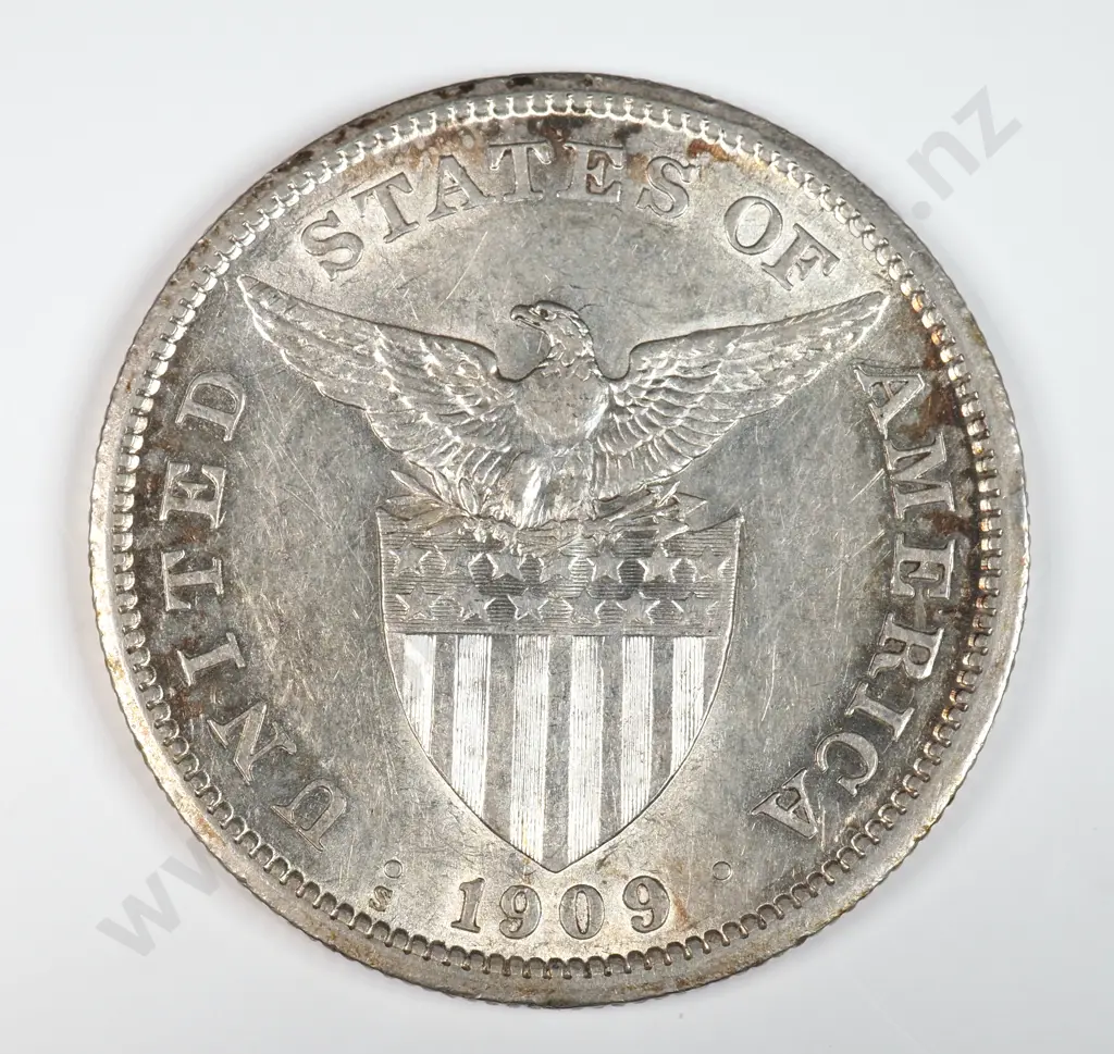Philippines 1909 'S' One Peso, Extremely Fine Image 1++