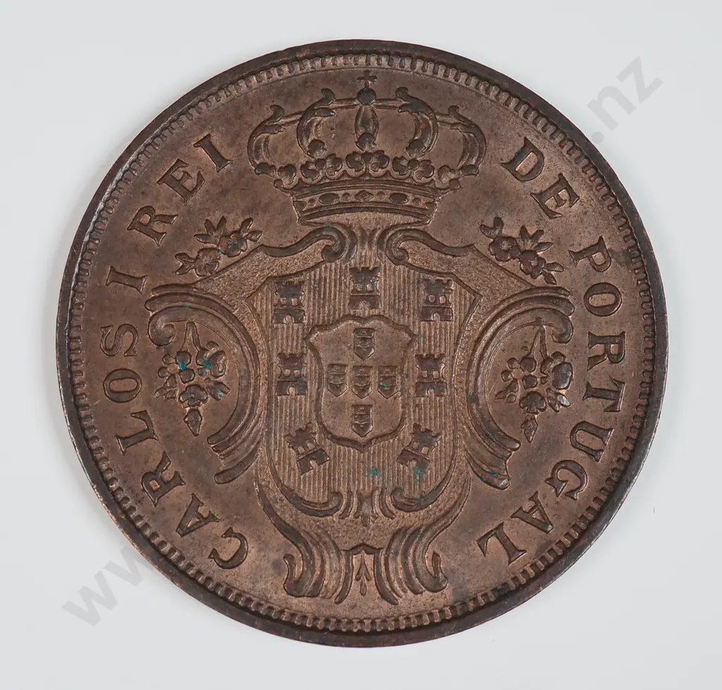 Portugal 1901 Five Reis, Almost Uncirculated Image 1++