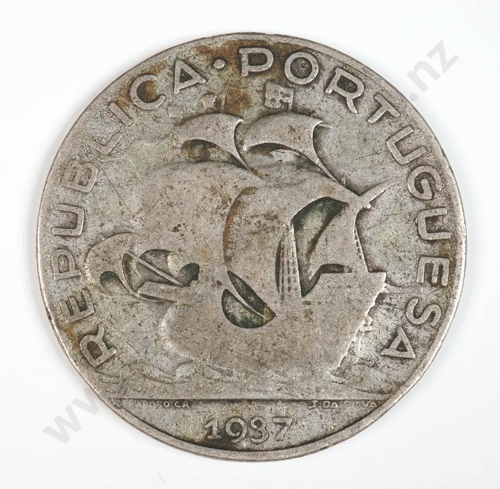 Portugal 1937 Five Escudos, Fine Image 1++