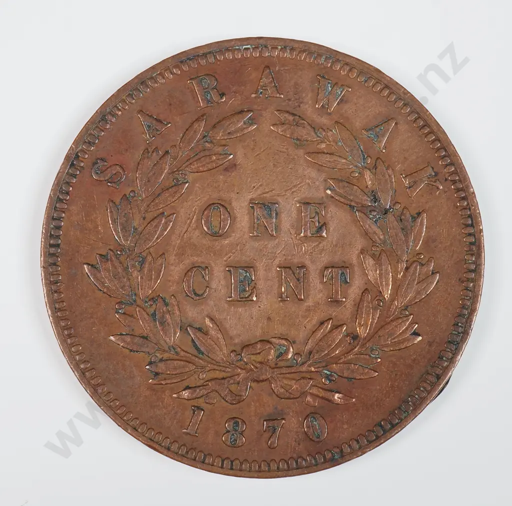 Sarawak 1870 One Cent, Very Fine Image 1++