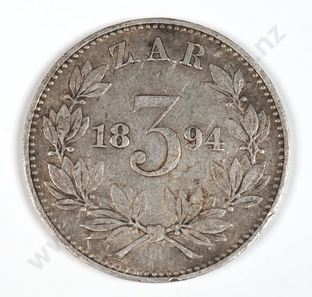 South Africa 1894 Threepence, Very Fine Image 1++