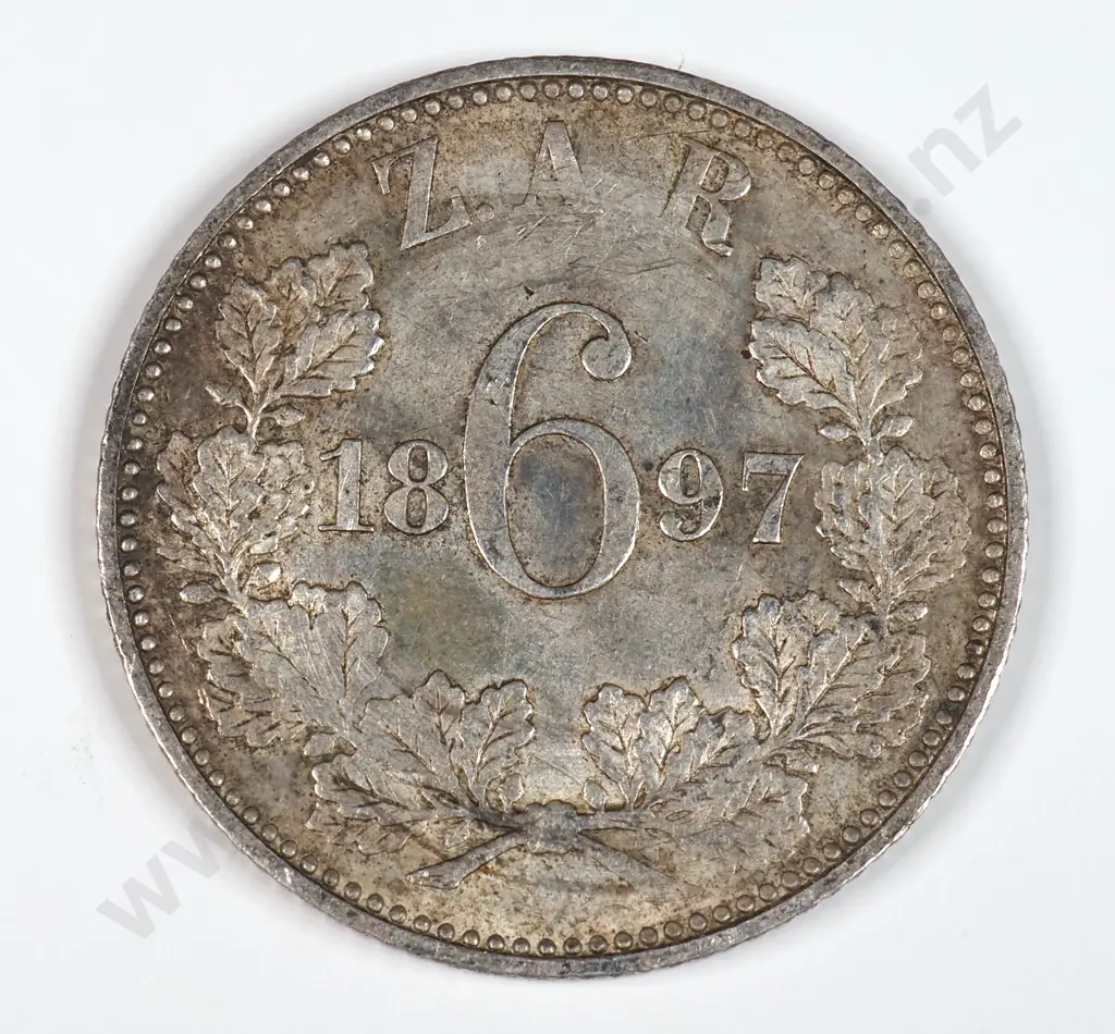 South Africa 1897 Sixpence, Extremely Fine Image 1++