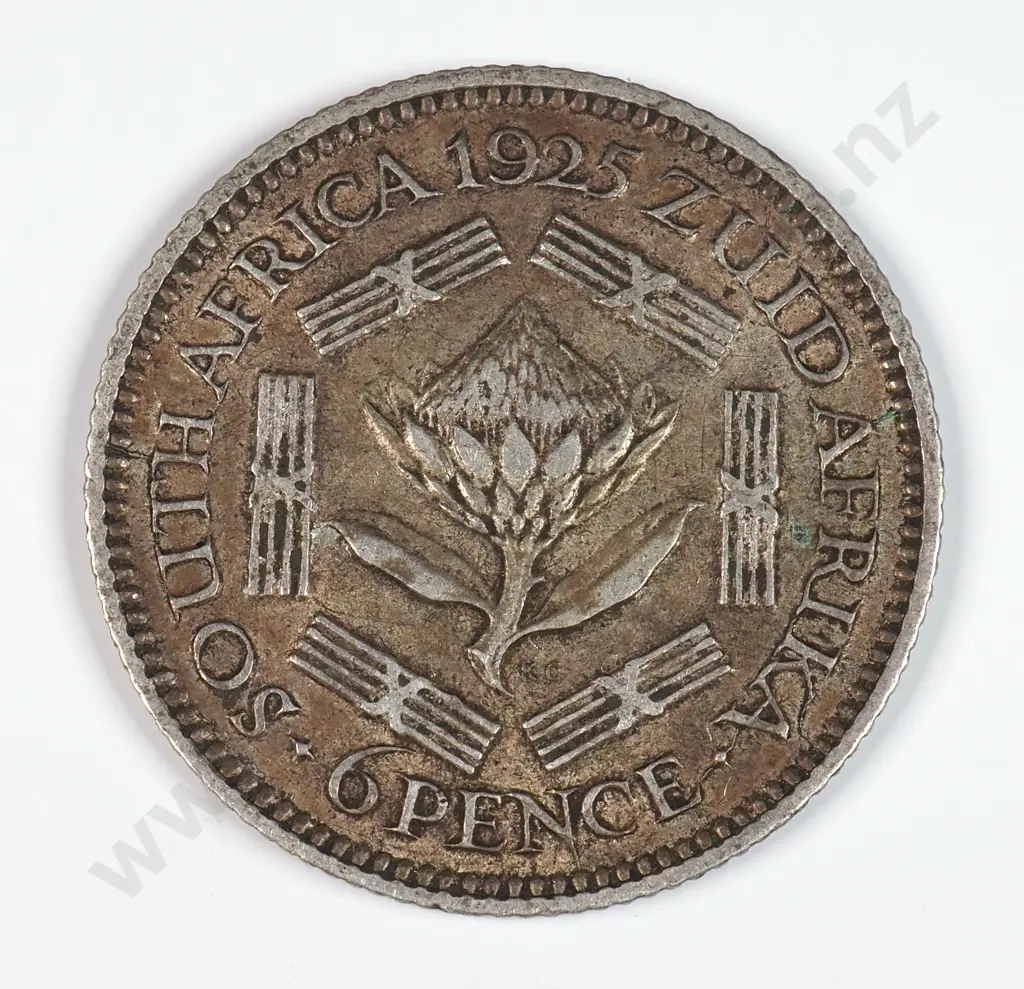 South Africa 1925 Sixpence, Very Fine Image 1++