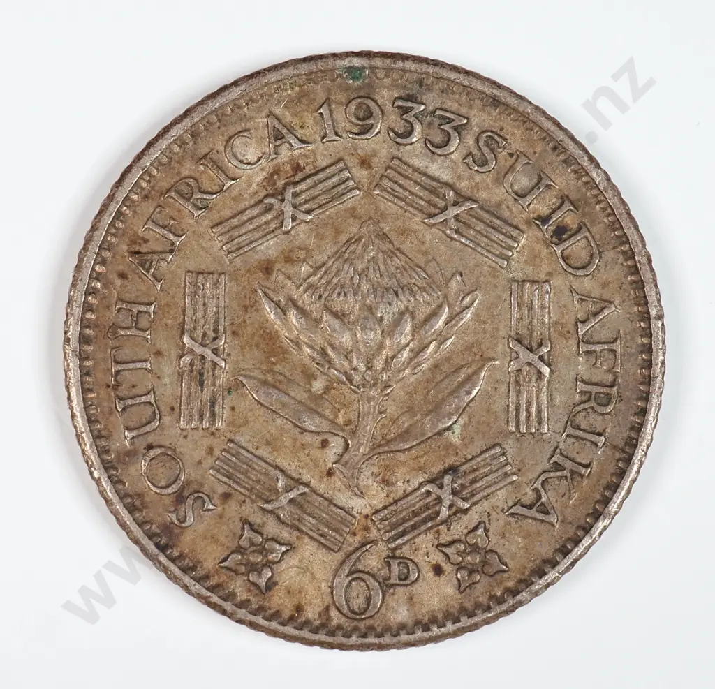 South Africa 1933 Sixpence, Extremely Fine Image 1++