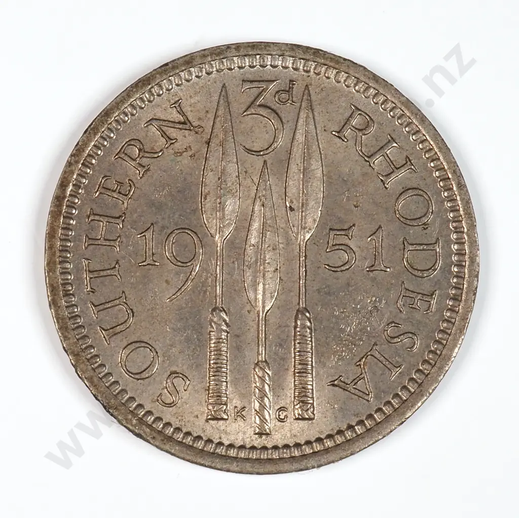 Southern Rhodesia 1951 Threepence, Extremely Fine Image 1++