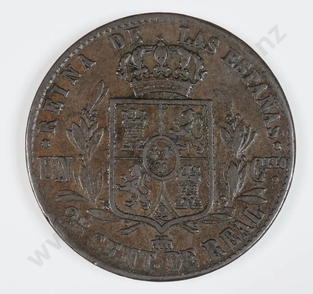 Spain 1857 Twenty Five Centimos, Very Fine Image 1++
