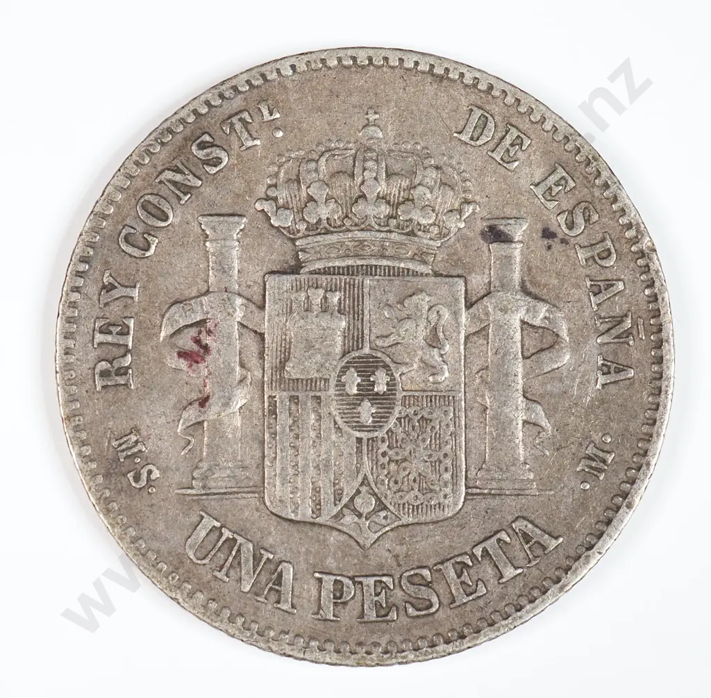 Spain 1883 One Peseta, Very Fine Image 1++
