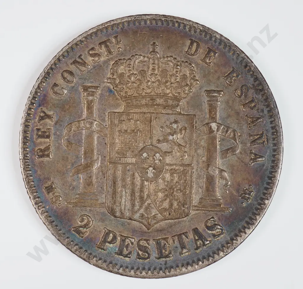 Spain 1881 Two Pesetas, Extremely Fine Image 1++
