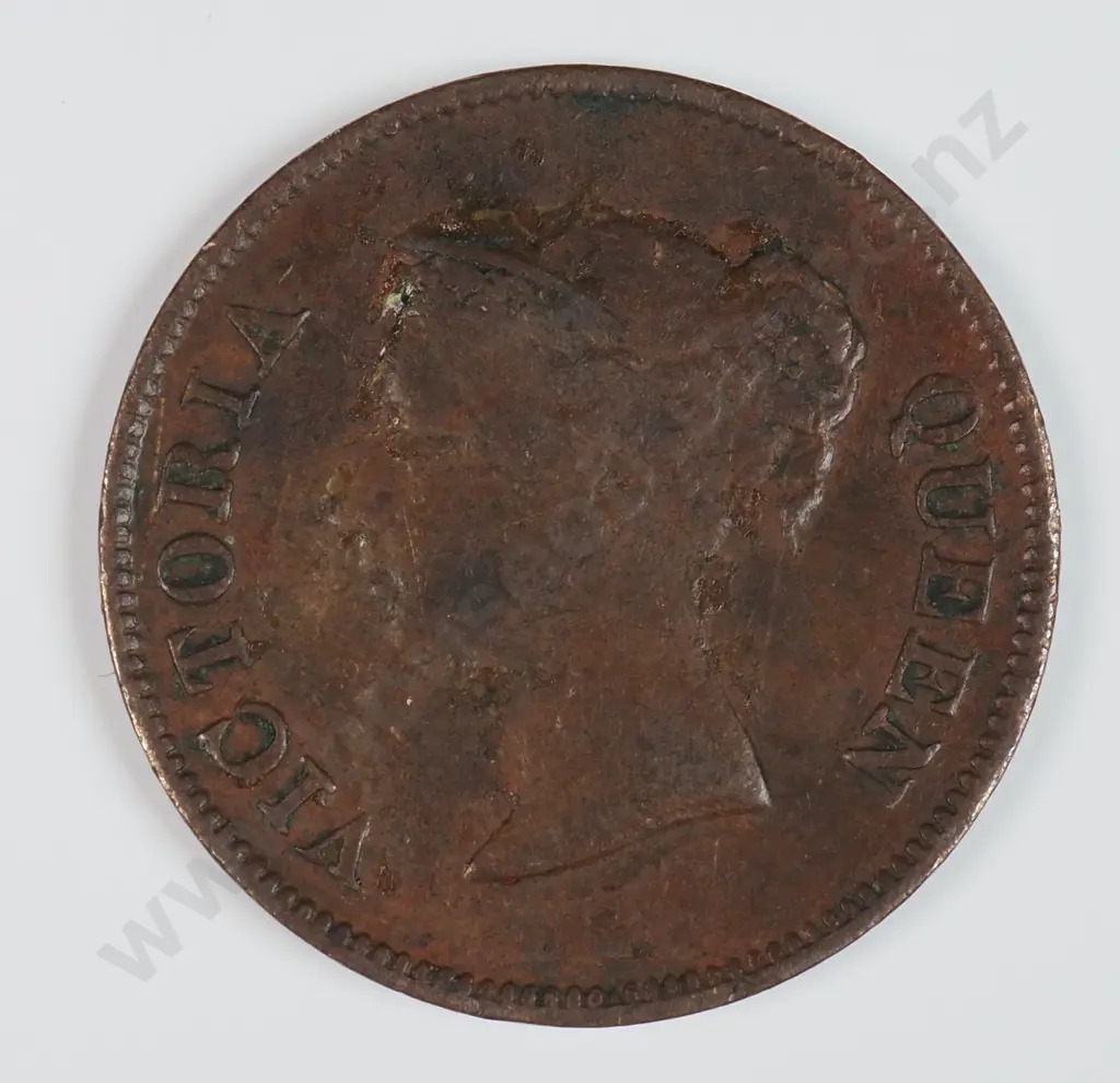 Straits Settlements 1845 Quarter Cent, Very Fine Image 1++