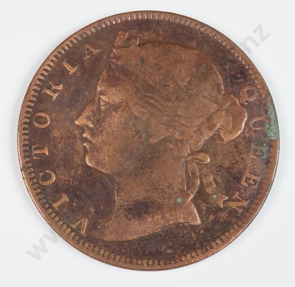 Straits Settlements 1873 Half Cent, Fine ( Cleaned ) Image 1++