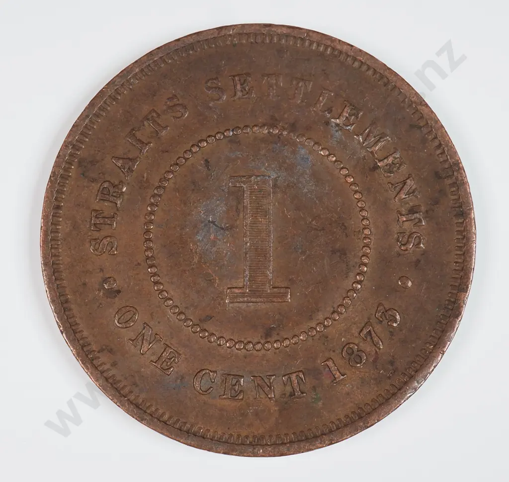 Straits Settlements 1873 One Cent, Very Fine ( Marks On Obverse ) Image 1++