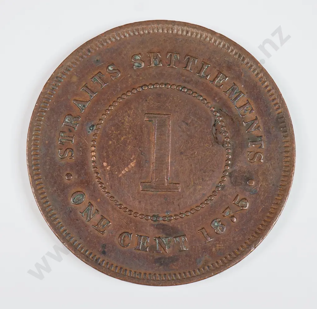 Straits Settlements 1875 One Cent, Very Fine Image 1++