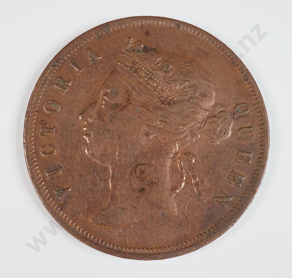 Straits Settlements 1875 One Cent, Very Fine Image 1++