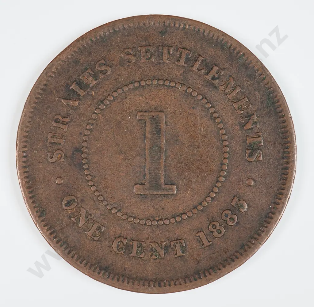 Straits Settlements 1883 One Cent, Very Fine Image 1++